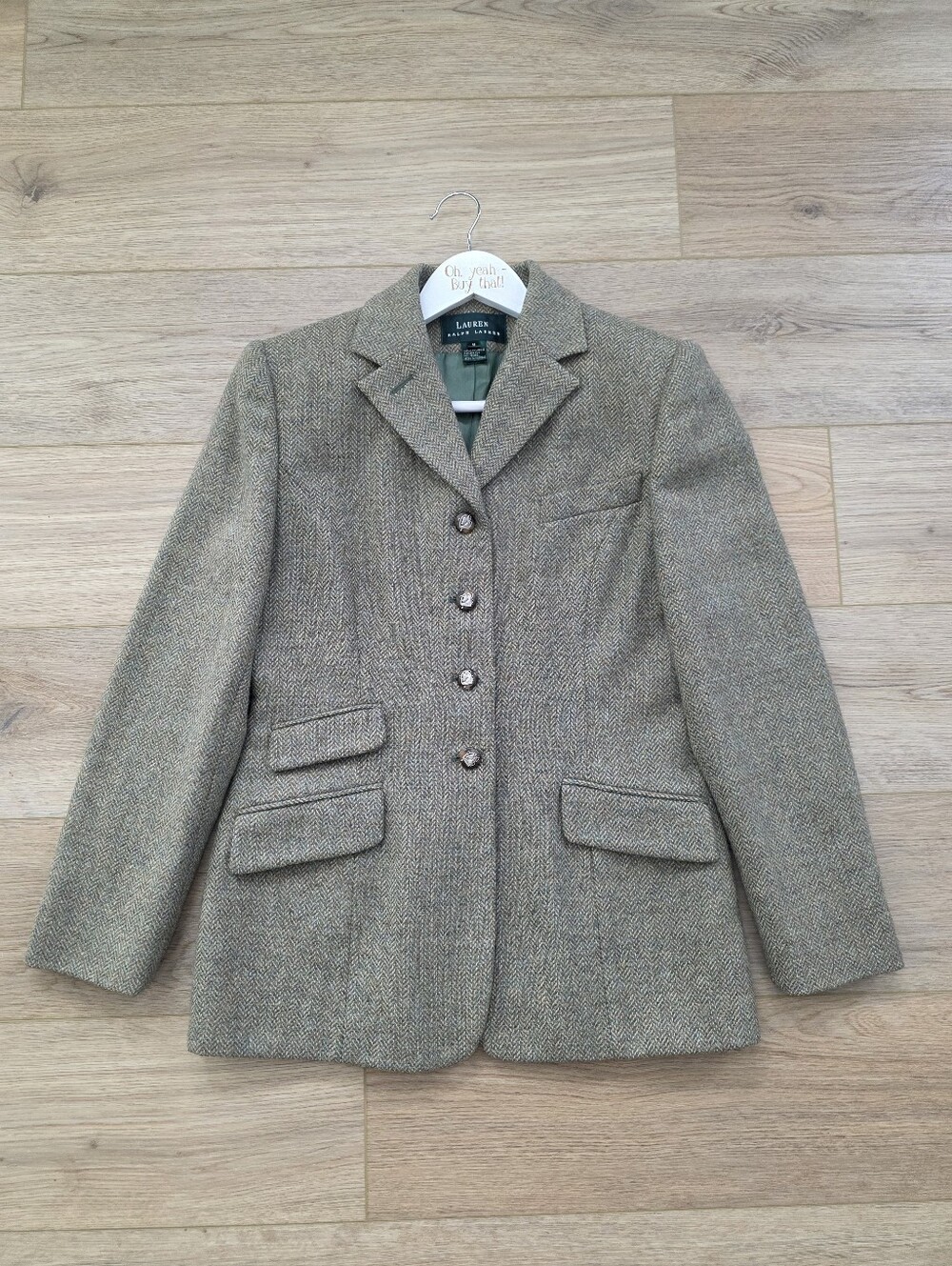 NEW Lauren Ralph Lauren Wool Tweed Blazer Riding Jacket Size 8 DEADSTOCK - Picture 8 of 16